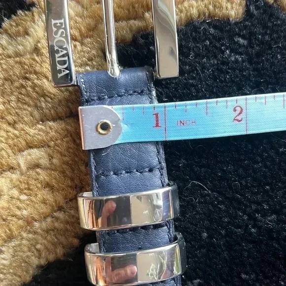 ESCADA Women’s Vintage Navy Blue Silver Buckle Belt Size 2 - Picture 14 of 16